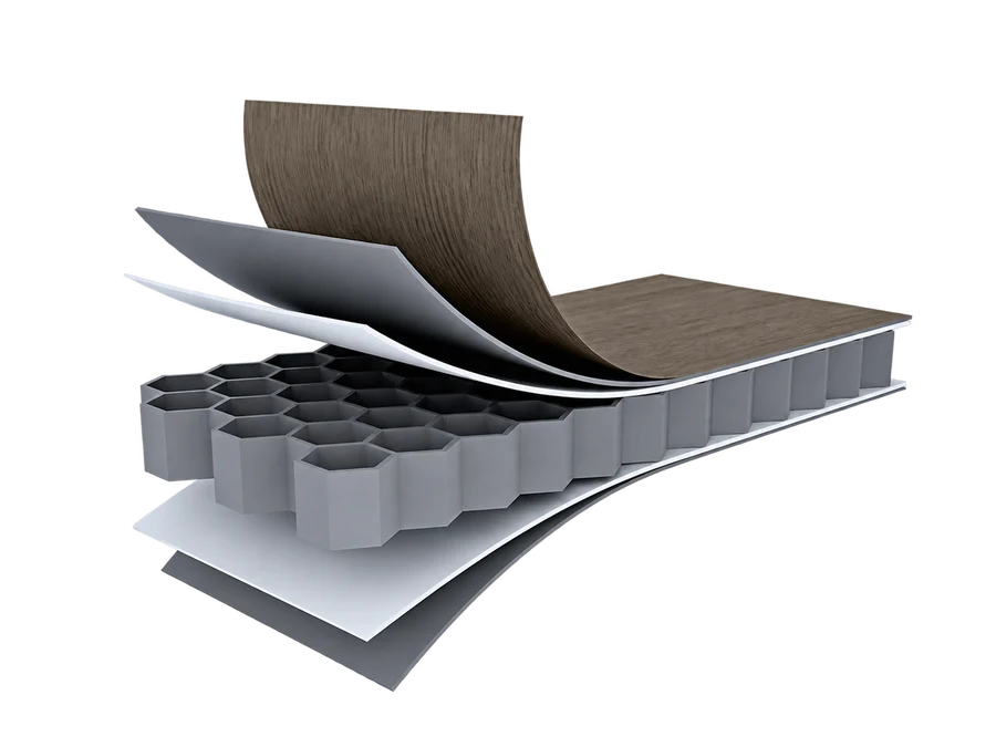 Susunan panel aluminium honeycomb dengan inti sarang lebah dan lapisan logam